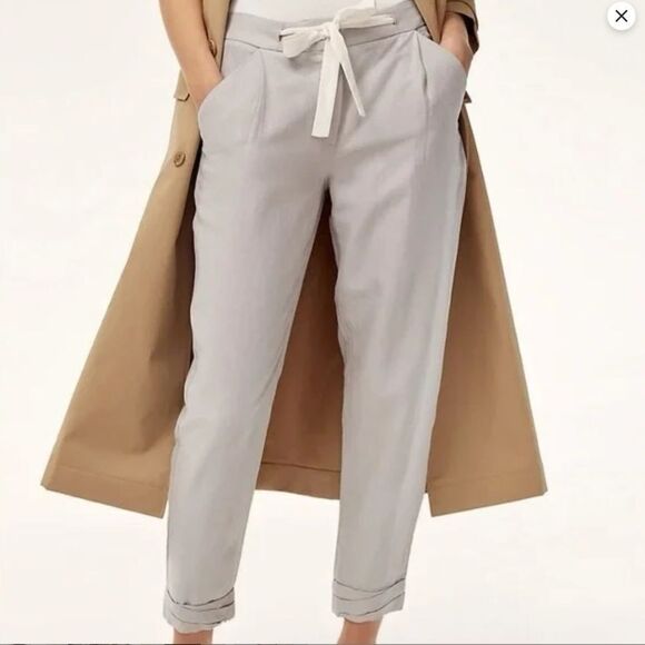Aritzia Wilfred Allant Pant Gray Cropped Linen Trouser Pant Size 6 Ashen Grey - Picture 2 of 9